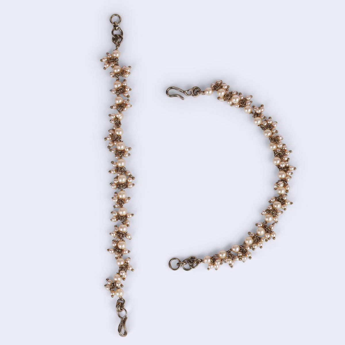 Saloni Fashion Jewellery Traditional Long Chain Gold Plated Set of 2 Pearl Guchha Ear-Chain (Kaanchain) For Women