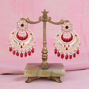 Saloni Fashion Jewellery Traditional Meenakari Work Gold Plated Brass Chandelier Earring For Women