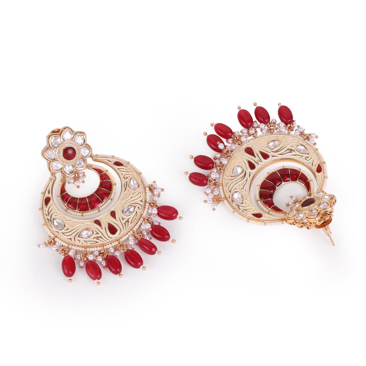 Saloni Fashion Jewellery Traditional Meenakari Work Gold Plated Brass Chandelier Earring For Women