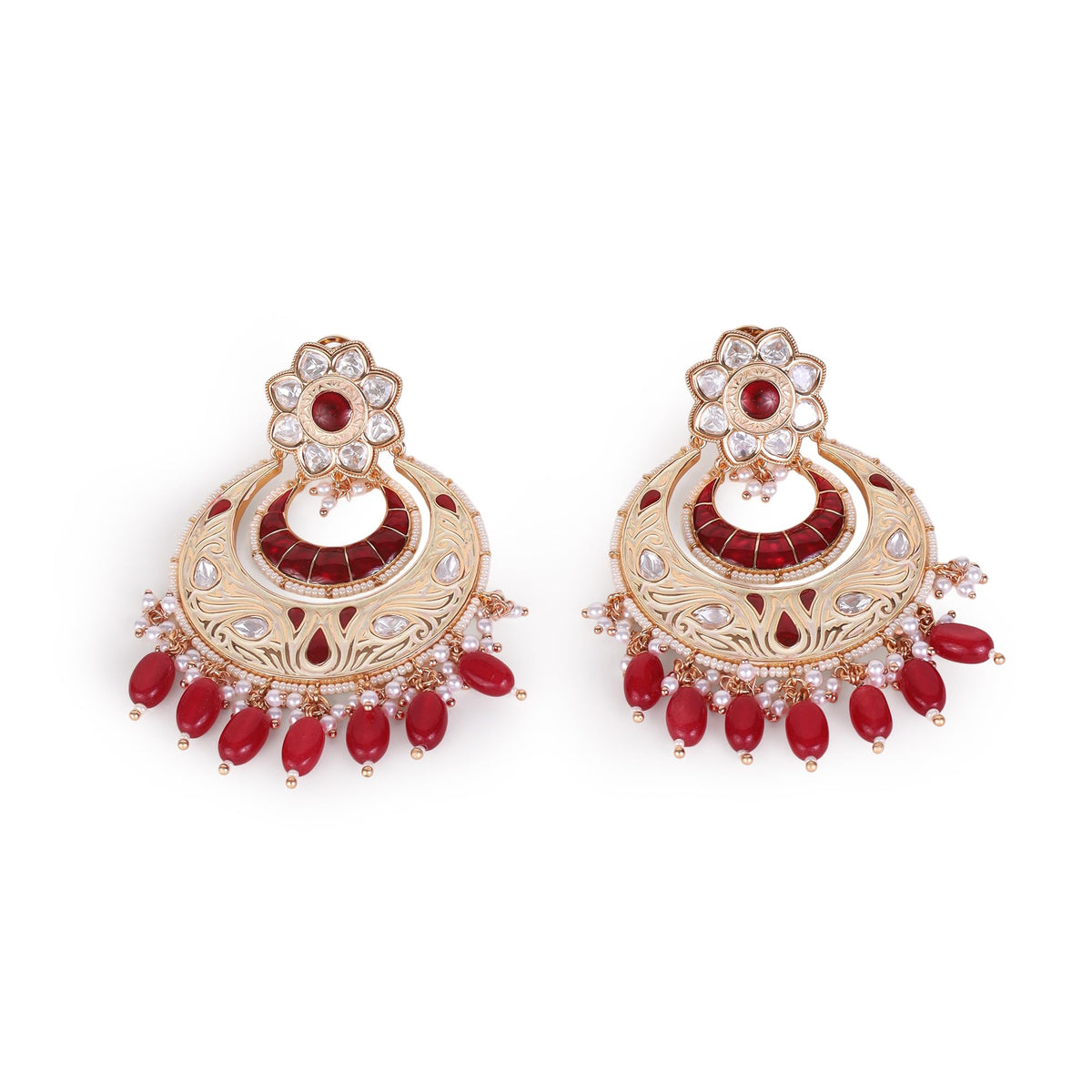 Saloni Fashion Jewellery Traditional Meenakari Work Gold Plated Brass Chandelier Earring For Women