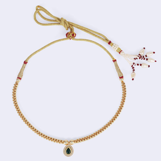 Saloni Fashion Jewellery Traditional Oval Shape Golden Balls Gold Plated Choker Necklace For Women