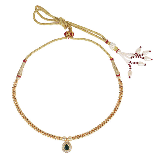 Saloni Fashion Jewellery Traditional Oval Shape Golden Balls Gold Plated Choker Necklace For Women