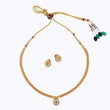 Saloni Fashion Jewellery Traditional Oval Shape Golden Balls Green Stone Gold Plated Choker Necklace Set For Women