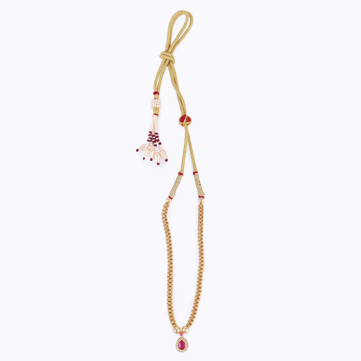 Saloni Fashion Jewellery Traditional Oval Shape Golden Balls Pink Stone Gold Plated Choker Necklace For Women - view 4