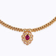 Saloni Fashion Jewellery Traditional Oval Shape Golden Balls Pink Stone Gold Plated Choker Necklace Set For Women - view 3