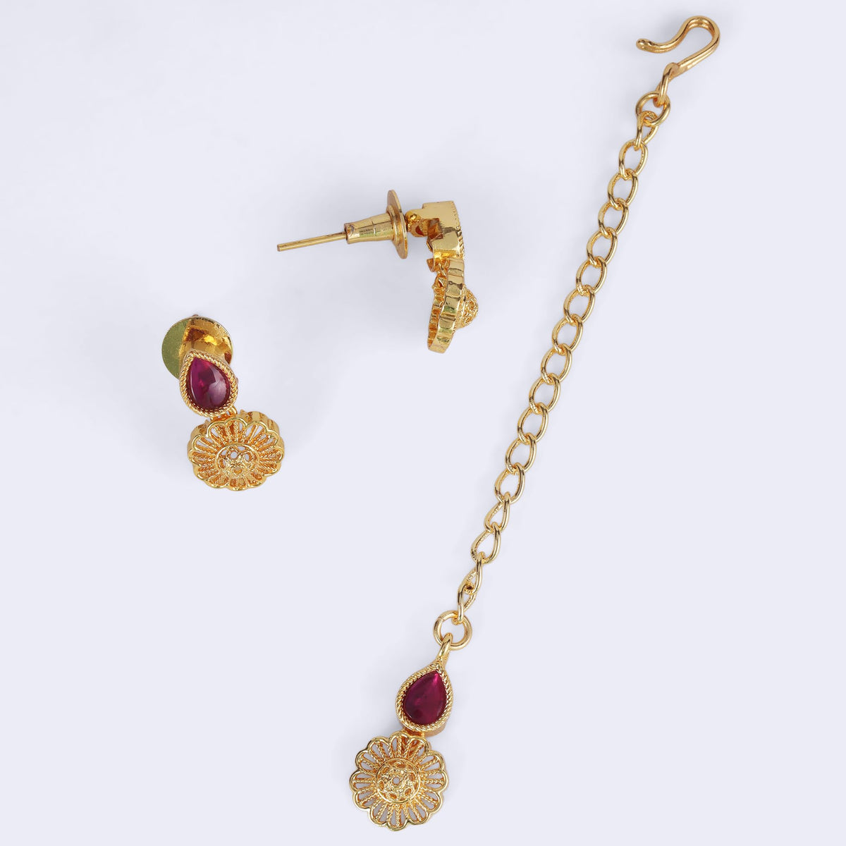 Saloni Fashion Jewellery Traditional Round and Oval Shape Gold Plated Choker Necklace Set For Women