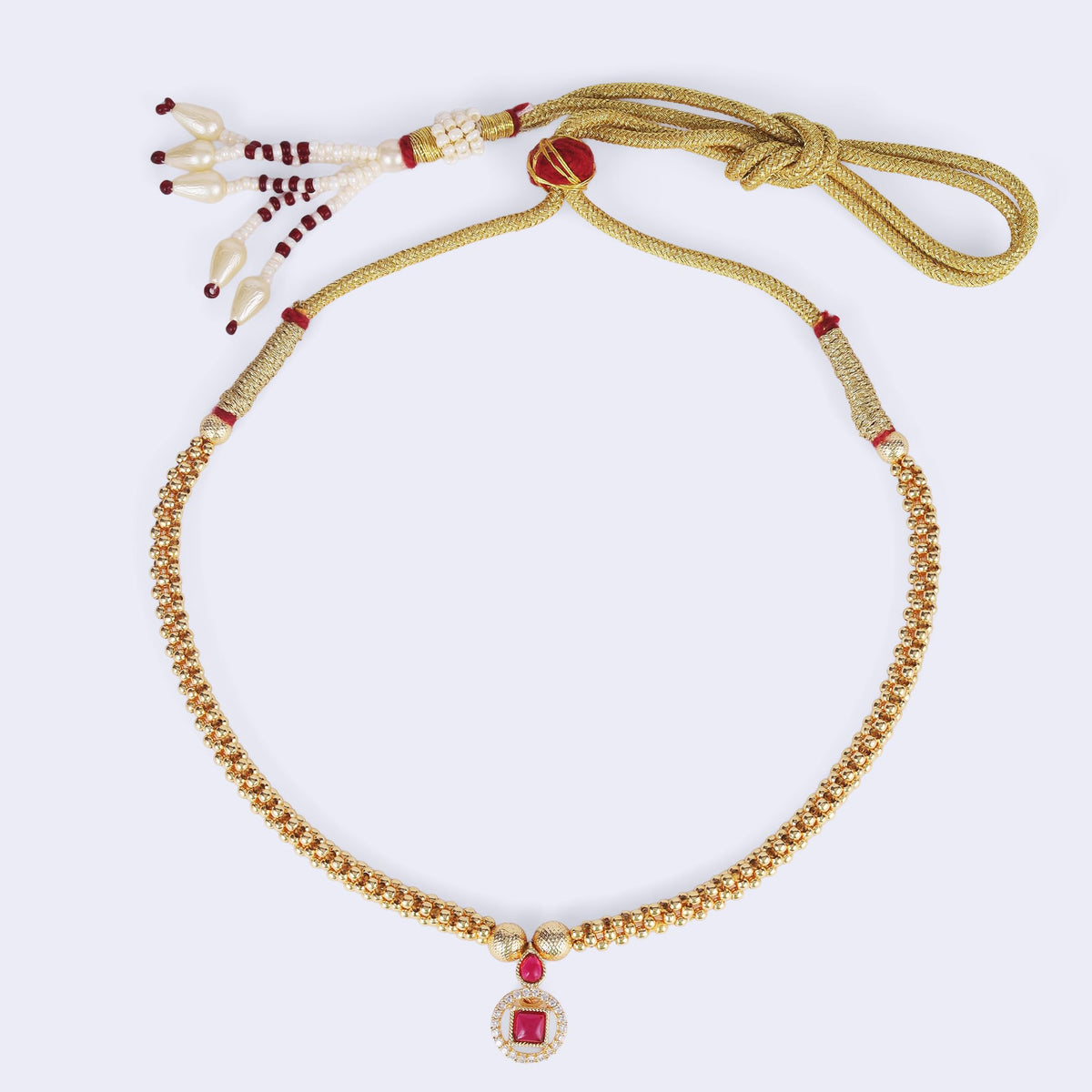 Saloni Fashion Jewellery Traditional Round and Oval Shape Golden Balls Gold Plated Choker Necklace For Women