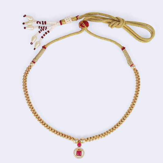 Saloni Fashion Jewellery Traditional Round and Oval Shape Golden Balls Gold Plated Choker Necklace For Women