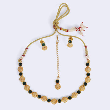 Saloni Fashion Jewellery Traditional Round Shape Filigree Work Gold Plated Choker Necklace Set For Women