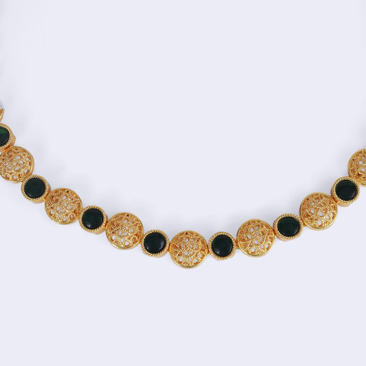 Saloni Fashion Jewellery Traditional Round Shape Filigree Work Gold Plated Choker Necklace Set For Women