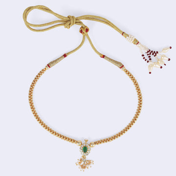 Saloni Fashion Jewellery Traditional Round Shape Golden Balls Gold Plated Choker Necklace For Women