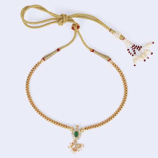 Saloni Fashion Jewellery Traditional Round Shape Golden Balls Gold Plated Choker Necklace For Women
