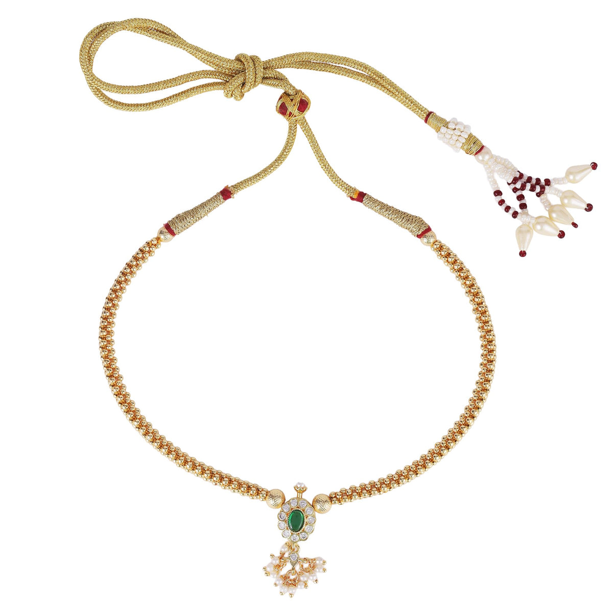 Saloni Fashion Jewellery Traditional Round Shape Golden Balls Gold Plated Choker Necklace For Women - view 2