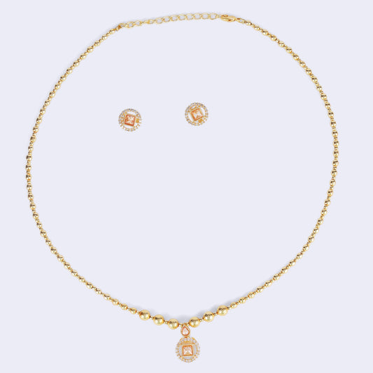 Saloni Fashion Jewellery Traditional Round Shape Golden Balls Gold Plated Choker Necklace Set For Women