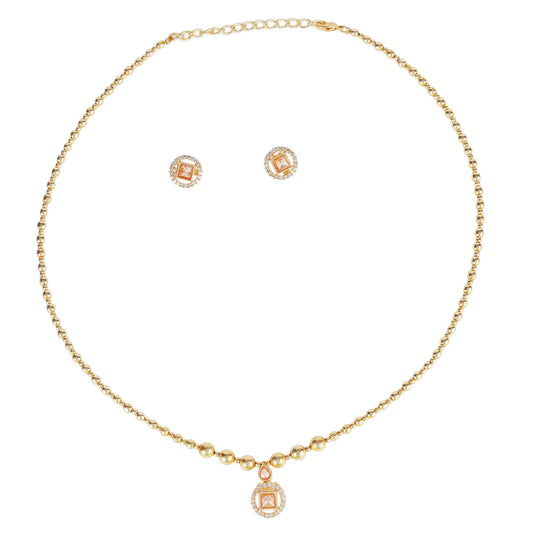 Saloni Fashion Jewellery Traditional Round Shape Golden Balls Gold Plated Choker Necklace Set For Women