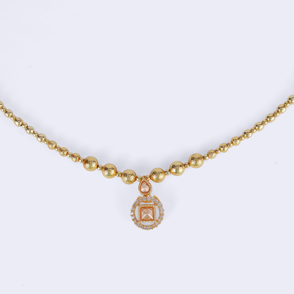 Saloni Fashion Jewellery Traditional Round Shape Golden Balls Gold Plated Choker Necklace Set For Women