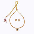 Saloni Fashion Jewellery Traditional Round Shape Golden Balls Green Stone Gold Plated Choker Necklace Set For Women