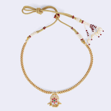 Saloni Fashion Jewellery Traditional Round Shape Golden Balls Guchha Gold Plated Choker Necklace For Women
