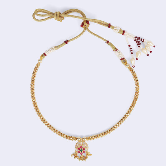 Saloni Fashion Jewellery Traditional Round Shape Golden Balls Guchha Gold Plated Choker Necklace For Women