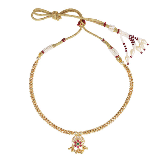 Saloni Fashion Jewellery Traditional Round Shape Golden Balls Guchha Gold Plated Choker Necklace For Women