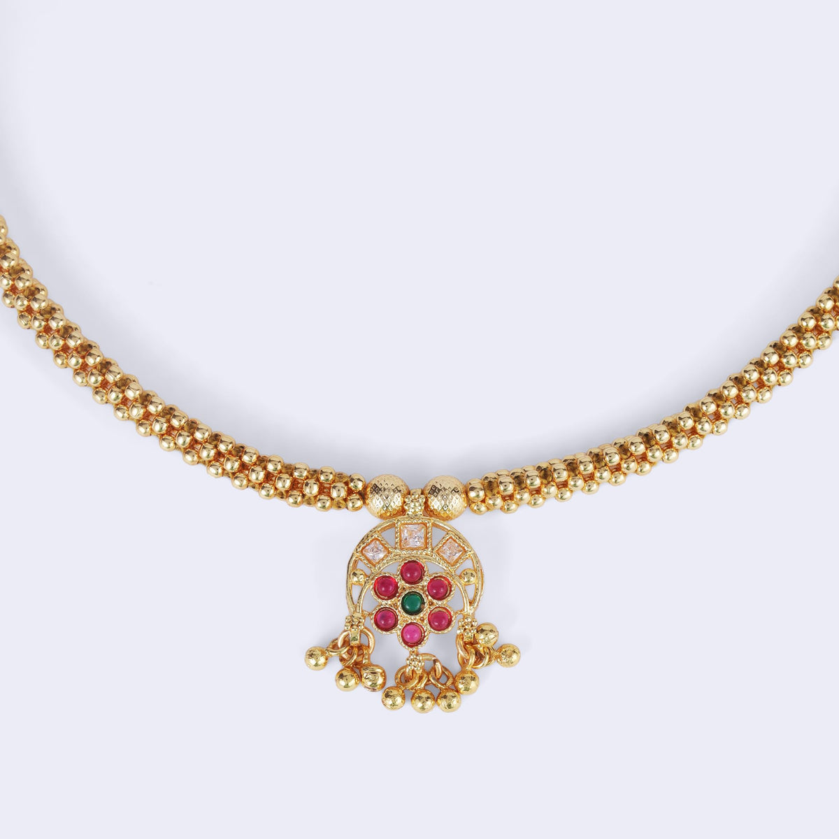 Saloni Fashion Jewellery Traditional Round Shape Golden Balls Guchha Gold Plated Choker Necklace For Women - view 3
