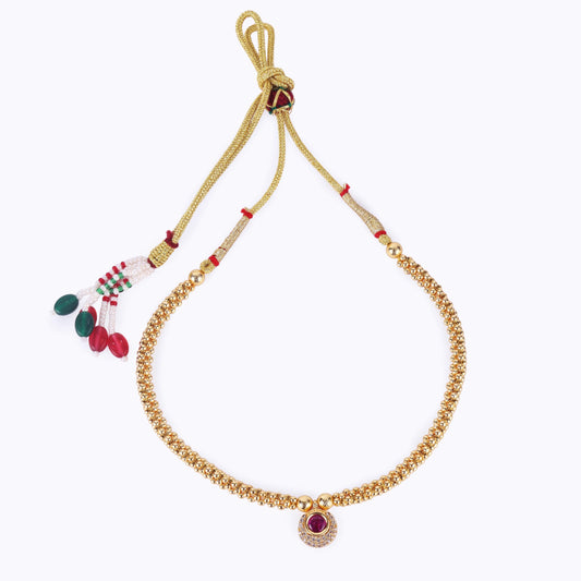 Saloni Fashion Jewellery Traditional Round Shape Golden Balls Pink Stone Gold Plated Choker Necklace For Women
