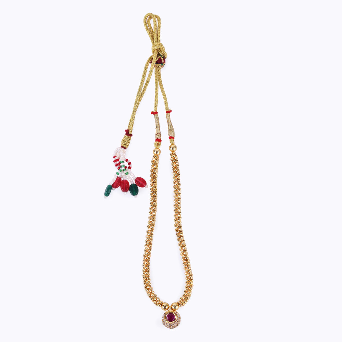 Saloni Fashion Jewellery Traditional Round Shape Golden Balls Pink Stone Gold Plated Choker Necklace For Women - view 4