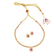 Saloni Fashion Jewellery Traditional Round Shape Golden Balls Pink Stone Gold Plated Choker Necklace Set For Women - view 2