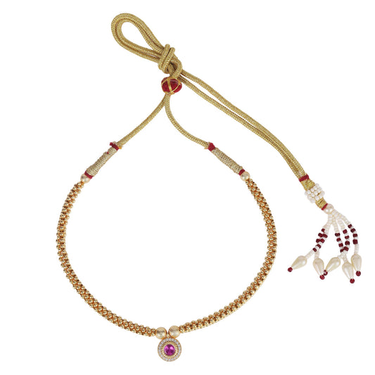 Saloni Fashion Jewellery Traditional Royal Round Shape Golden Balls Gold Plated Choker Necklace For Women