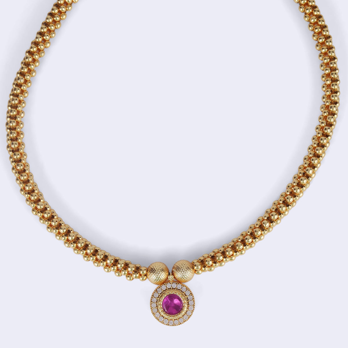 Saloni Fashion Jewellery Traditional Royal Round Shape Golden Balls Gold Plated Choker Necklace For Women - view 4