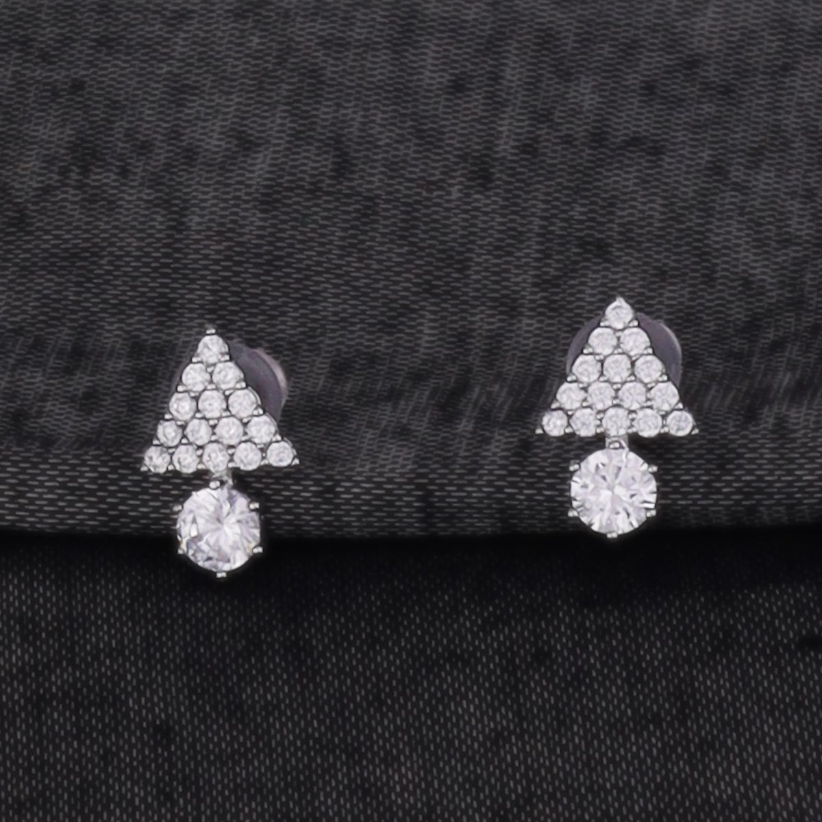 Saloni Fashion Jewellery Triangle Shape Studded CZ Silver Plated Stud Earring For Women