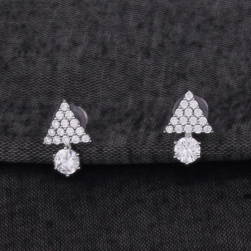 Saloni Fashion Jewellery Triangle Shape Studded CZ Silver Plated Stud Earring For Women