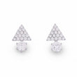 Saloni Fashion Jewellery Triangle Shape Studded CZ Silver Plated Stud Earring For Women - view 3