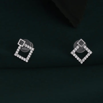 Saloni Fashion Jewellery Triangle Shape Studded CZ Silver Plated Stud Earring For Women